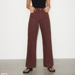 Dynamite wide leg high rise chocolate brown jeans